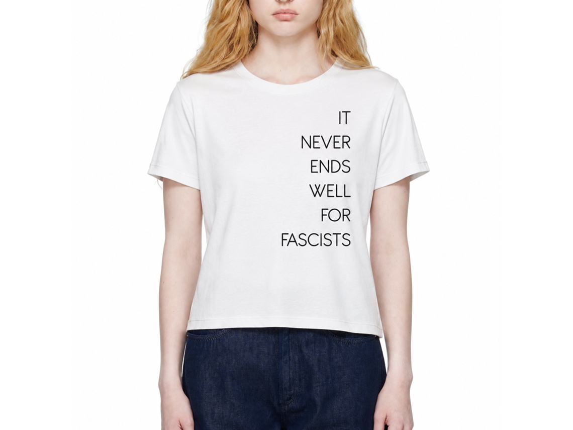 Rockinstone Nunca Acaba Bem Para Fascistas Camiseta Bobagem Estilo de Designer Exclusivo