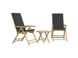Conjunto 3 Conjunto de bistrô VIDAXL Marrom bambu (45 x 45 x 45 cm)