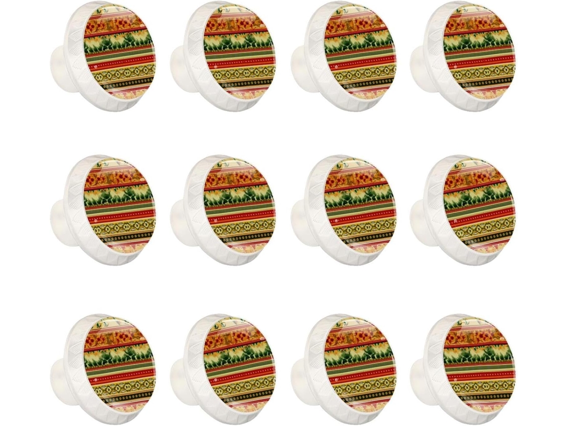 Puxadores Redondos Para Armários De Cozinha, Puxadores Para Armários E Gavetas, 12 Peças, Estilo Boho Antigo Com Listras