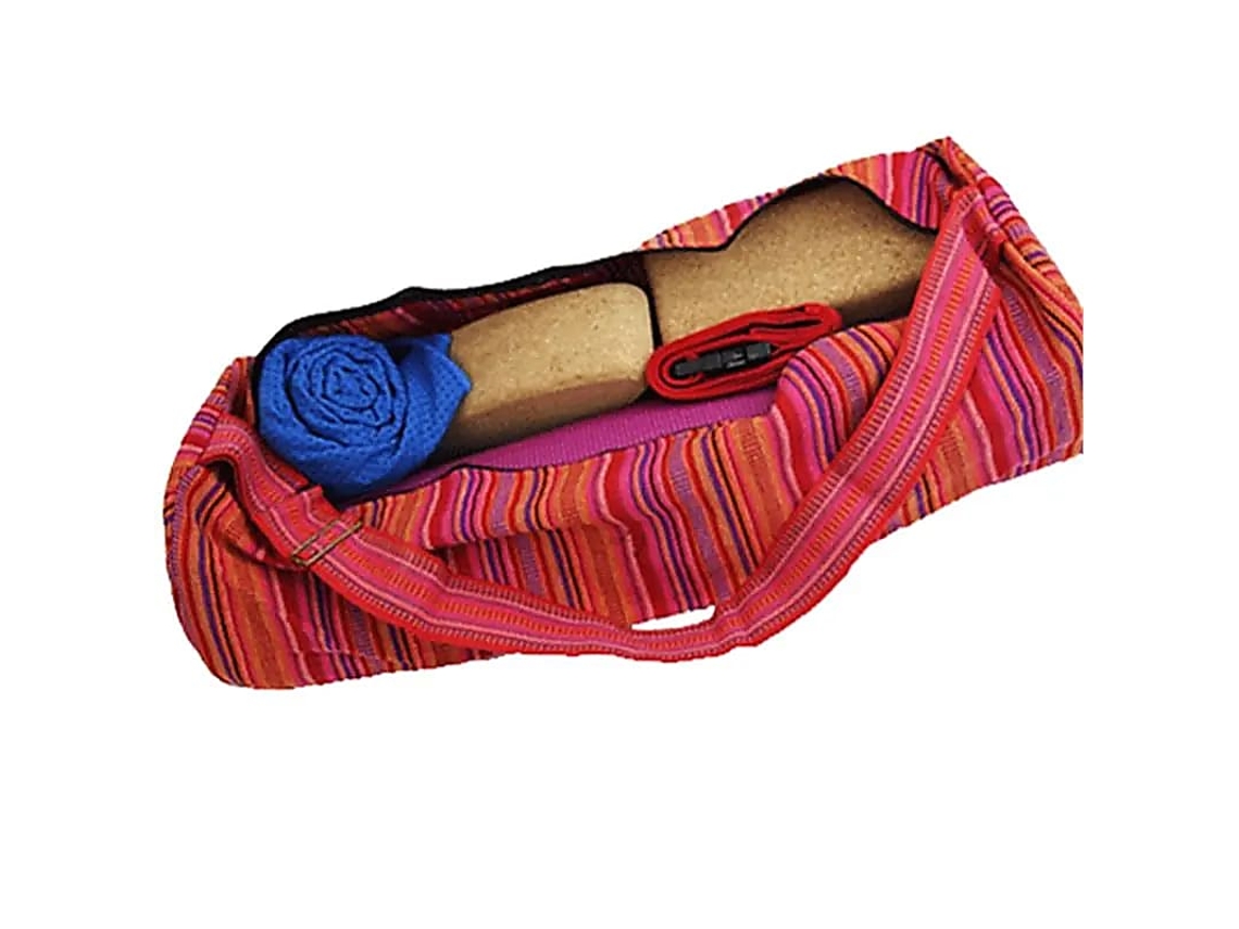 Bolsa Yoga Algodão Listrado Rosa - 67x24 Cm