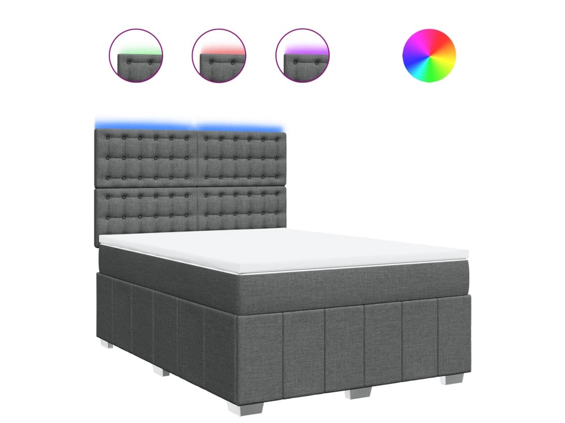 Box Spring Bed, Box Spring Beds Vidaxl Cinzeto Tecido (140 X 190 Cm)