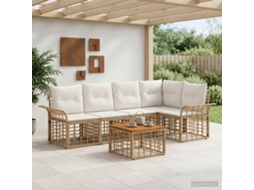 Vidaxl Conjunto De Sofás Para Exterior 6 Pcs Natural E Branco Creme