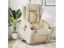 Vidaxl Poltrona Elevatória De Massagens Tecido Cor Creme