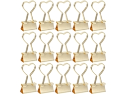 Clips metálicos em formato de coração Magiclulu, 24 unidades, banhados a ouro, para uso em dispositivos que não sejam de mesa.