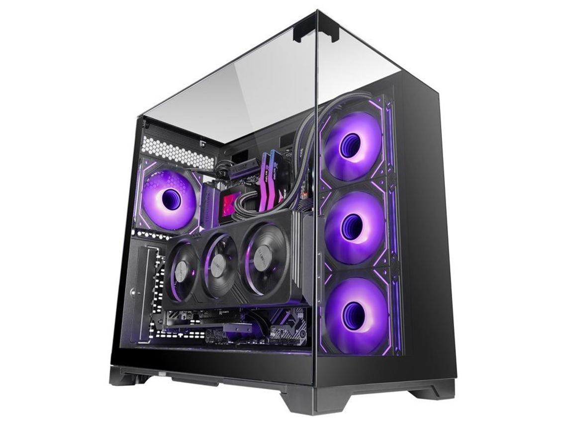 Mc Vision Caixa Atx Triplo Cristal Temperado Sem Quadro Design De Duas Câmaras Usb 30 Preto Mars Gaming