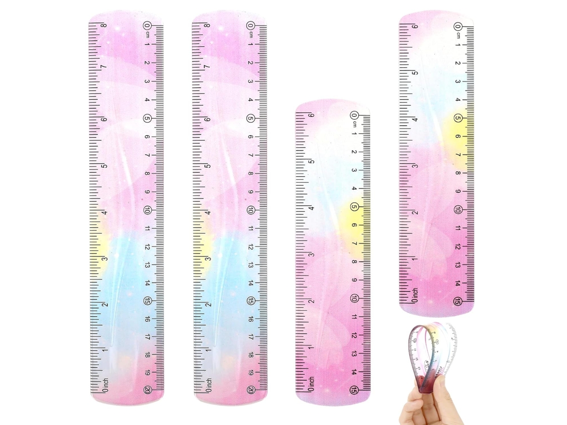 Régua Flexível Styquenzer, Plástico Macio, 20 Cm X 6 Polegadas, 4