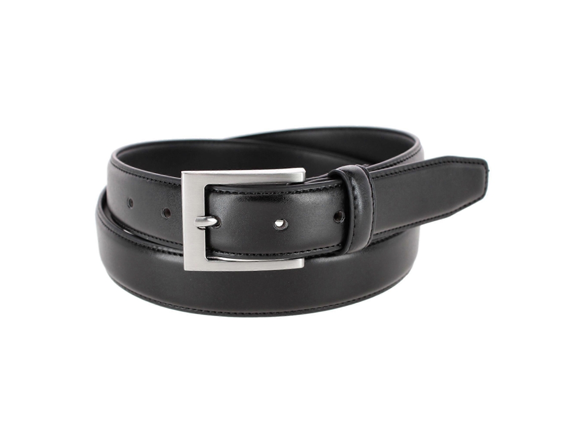 Cinto Básico Masculino, Couro Bondado, Fivela Prateada, 1 1/8 Polegadas, Versátil Para Negócios E Casual