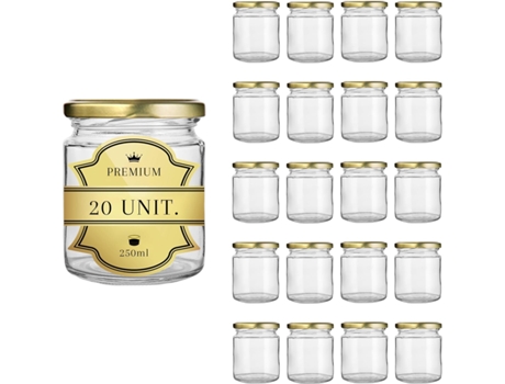 20 Frascos de Compota Vazios de Vidro 250Ml Frascos de Vidro Frascos para Conservas e Compotas Frasco de Mel Frasco de Iogurte ESPÍRITO REBELDE