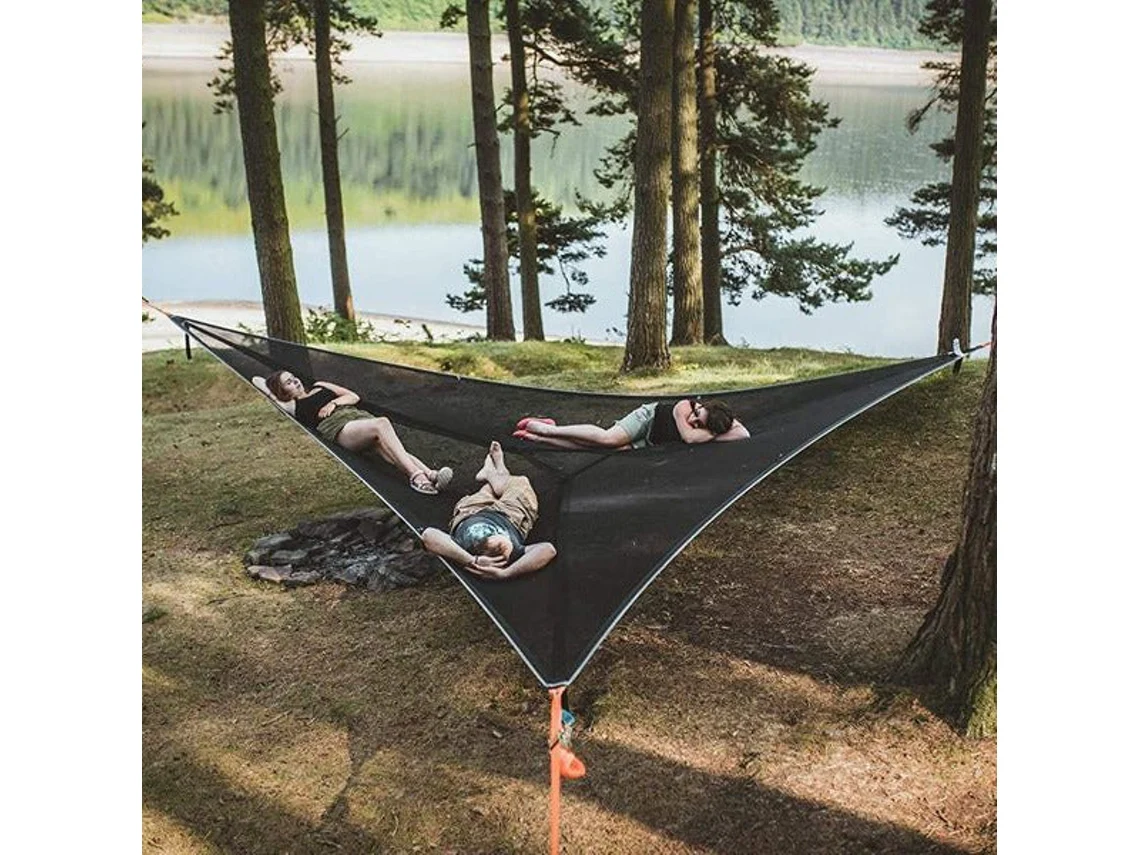 Rede De Acampamento Ao Ar Livre, Rede Triangular Para Várias Pessoas, Rede Dobrável E Portátil De Malha Aquaforge