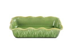 Assadeira 29x19cm Retangular Folhas Verde Claro Kasa