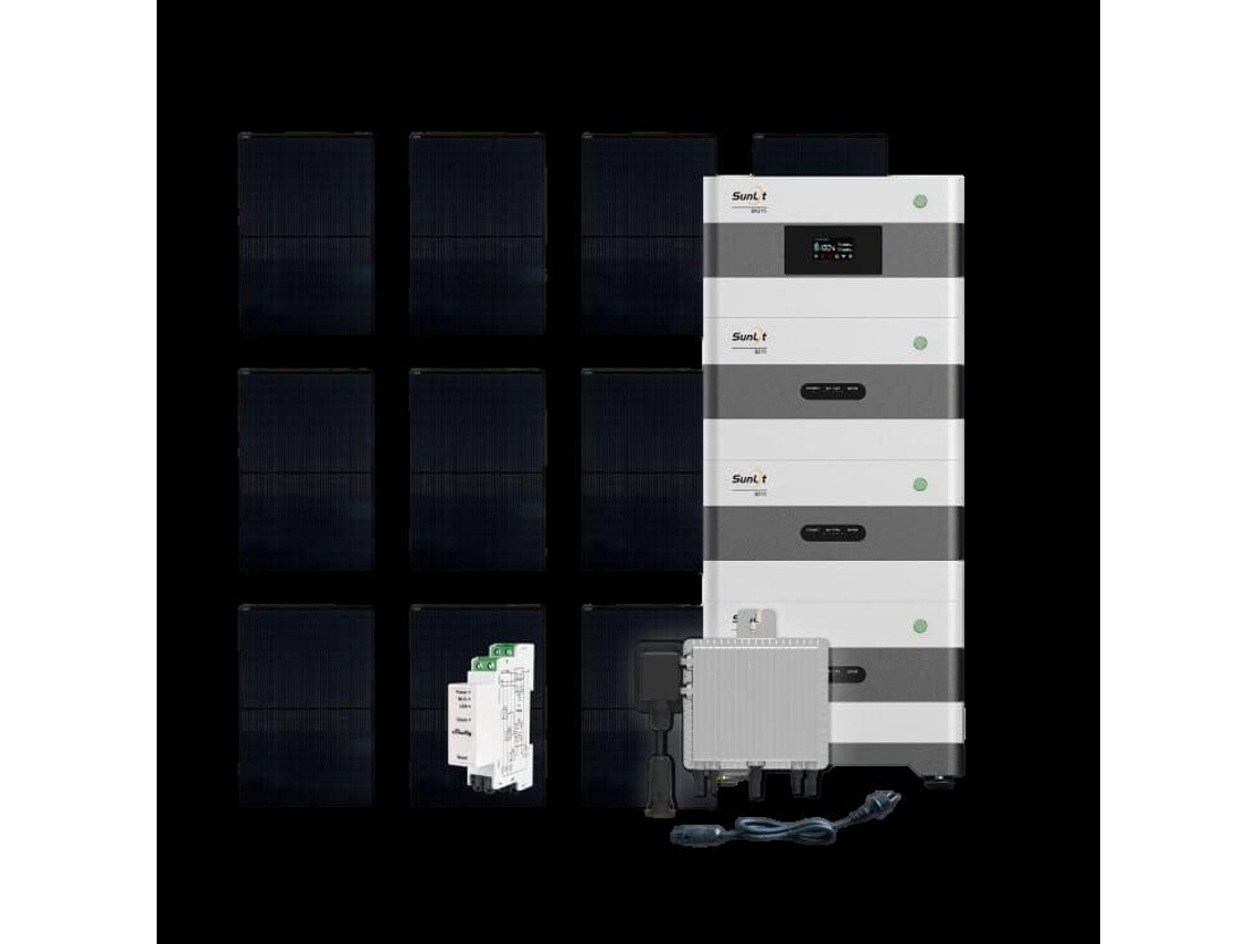 Kit Solar Pacote Máximo Plug Play - 10 X Painéis Solares 4300w 4 X Bateria 8.8 Kwh Lifepo4 2 X Microinversor 700w A 800w Suportes E Cabos