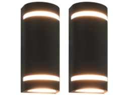 Conjunto 2 Candeeiro de parede VIDAXL Black Aluminium