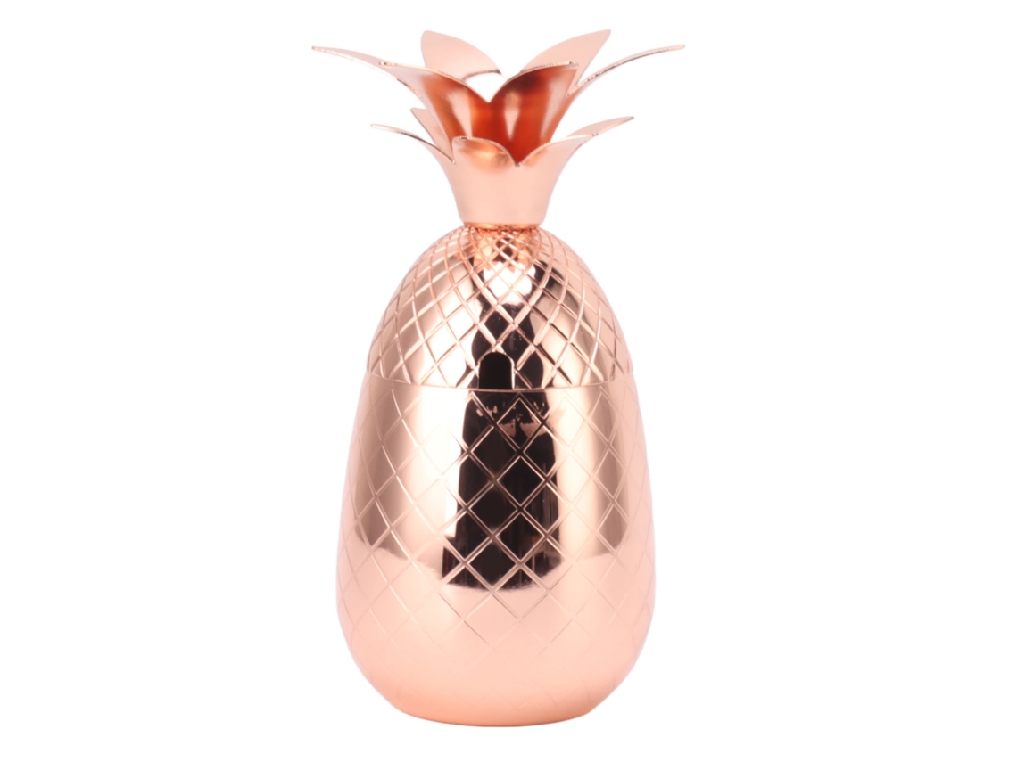 Coqueteleira Forma de Abacaxi Aço Inoxidável 500ml Superfície Polida Ouro Rosa para Bar Casa S/MARCA