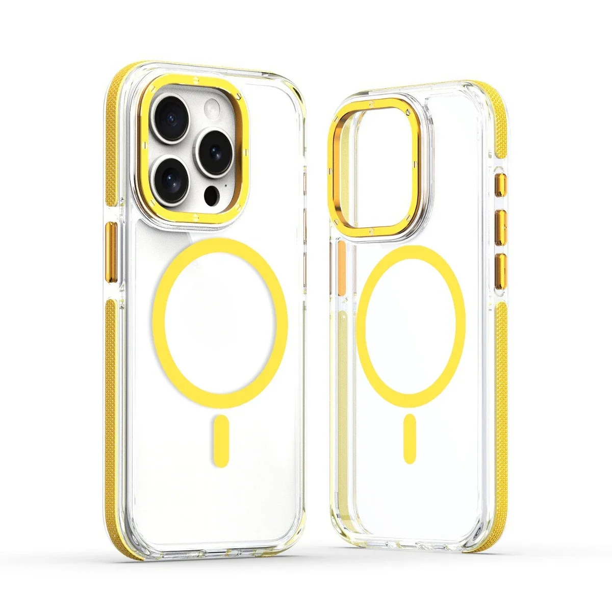 (iphone 12, Amarelo) Capa Protetora Magnética Transparente Para Iphone, Compatível Com Carregamento Sem Fio Magsafe.