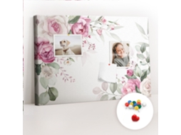 Quadro De Cortiça Com Impressão Moldura Floral Para A Sala De Estar Espelharte (60x40 Cm)
