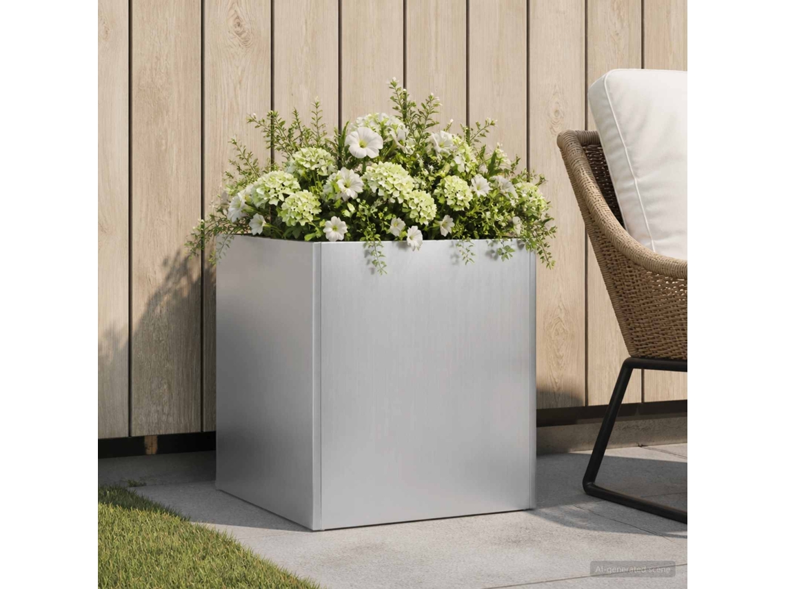 Vidaxl Vaso De Jardim Prateado 20 X 20 X 20 Cm Aço Galvanizado