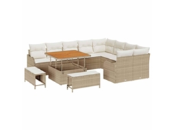 Conjunto 12 Conjunto De Móveis De Jardim Vidaxl Bege Vime Pe (100 X 100 X 71 Cm)