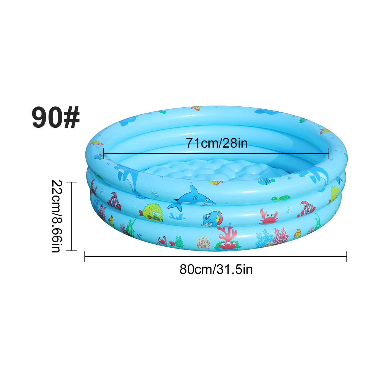 (azul 90) 1 Piscina Inflável Portátil Redonda De Pvc