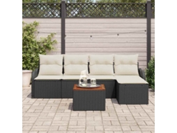 Vidaxl Conjunto De Sofá De Jardim 6 Unid. Preto Vime Pe