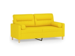 Maison Exclusive - Sofá 2 Lug. + Almofadas Decorativas 140 Cm Tecido Amarelo-claro