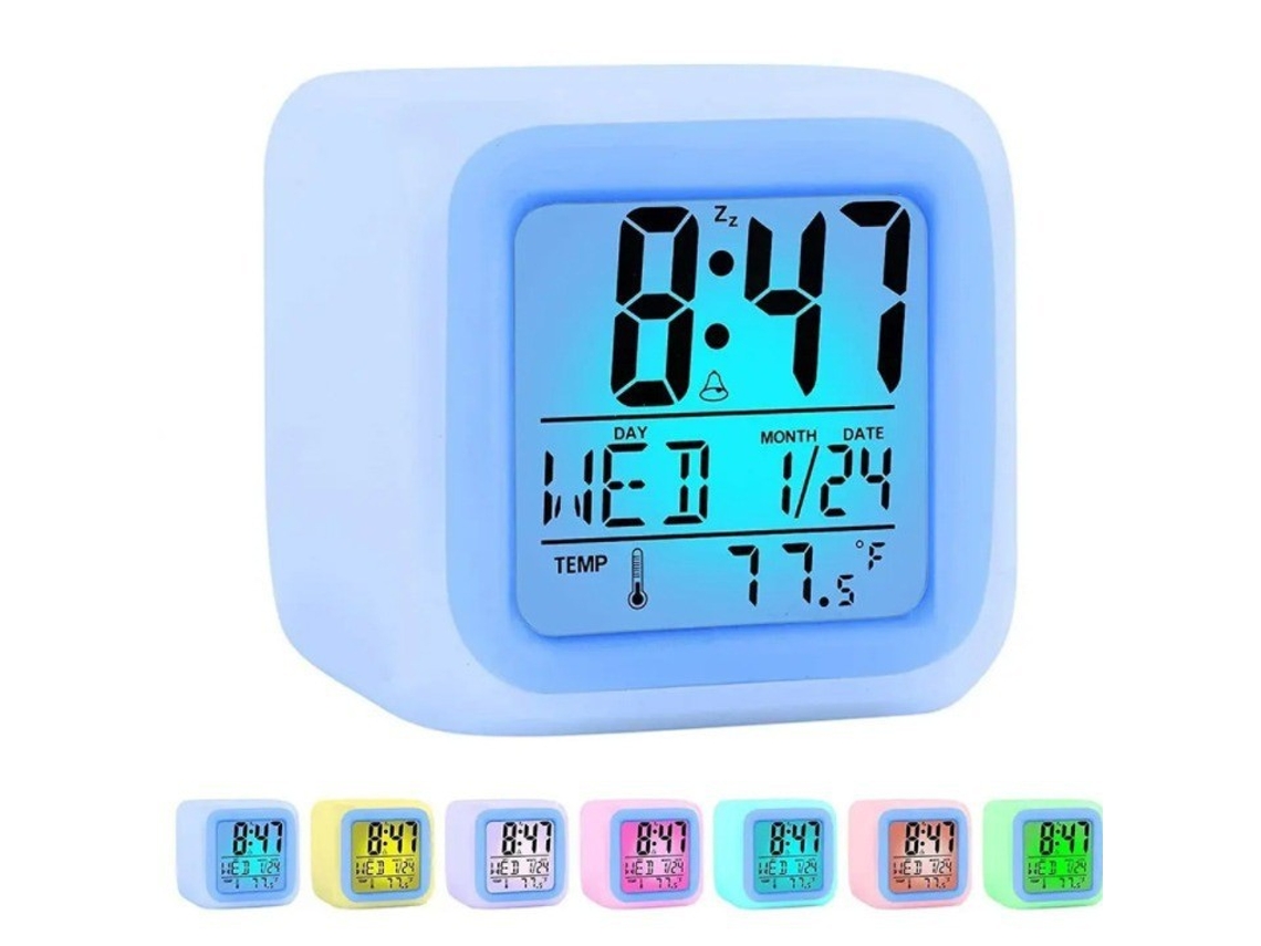 Luminária De Mesa Silenciosa Com Despertador Eletrônico, Led Colorido, Para Crianças Dureforward