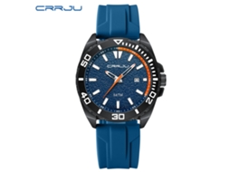 Relógio (azul) À Prova D'água Com Pulseira Redonda De Silicone E Calendário, Estilo Casual Esportivo.