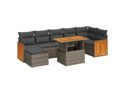 Conjunto de 8 Sofás Jardim com Almofadões Vime Pe/acácia Cinzento MAISON EXCLUSIVE (8 pcs)