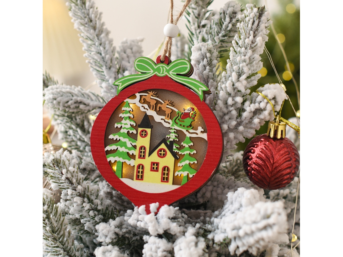 Decorações De Natal Com Luzes Led E Enfeite De Natal De Madeira Para Pendurar-aquaforge