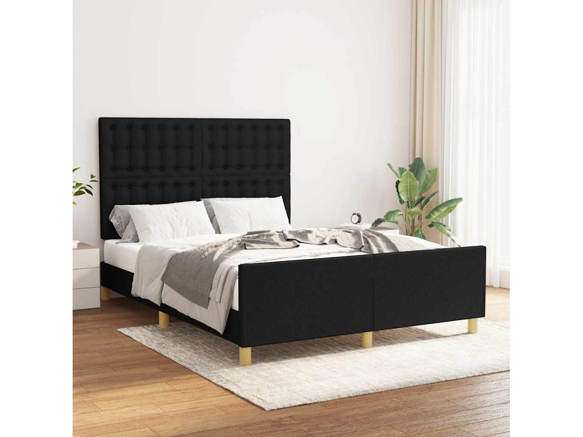 Vidaxl Estrutura De Cama Sem Colchão 140x190 Cm Tecido Preto