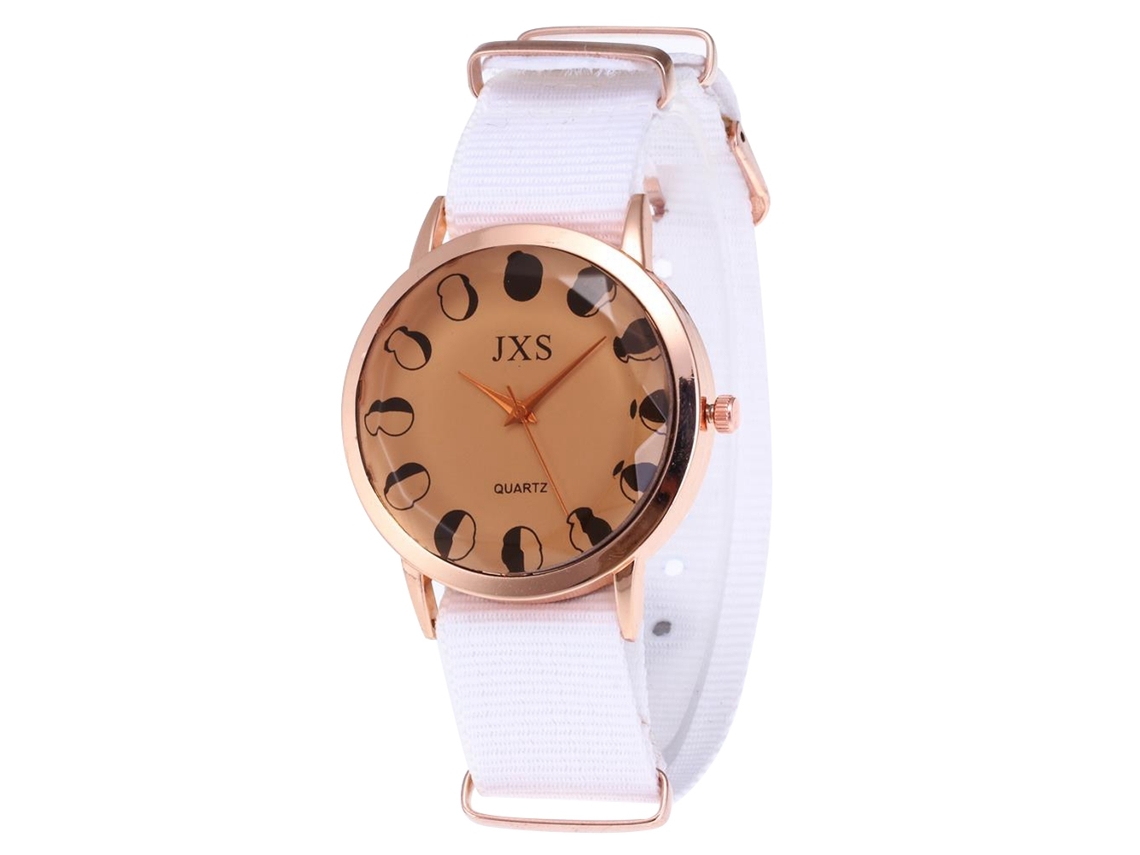 Relógio de Pulso Feminino Zhoulianfa de Quartzo com Pulseira de Lona Simples e Elegante Branco