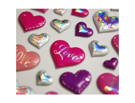 Adesivos Reutilizáveis ??- Relevo 3D Corações e Amor Holográfico GLOBAL GIFT