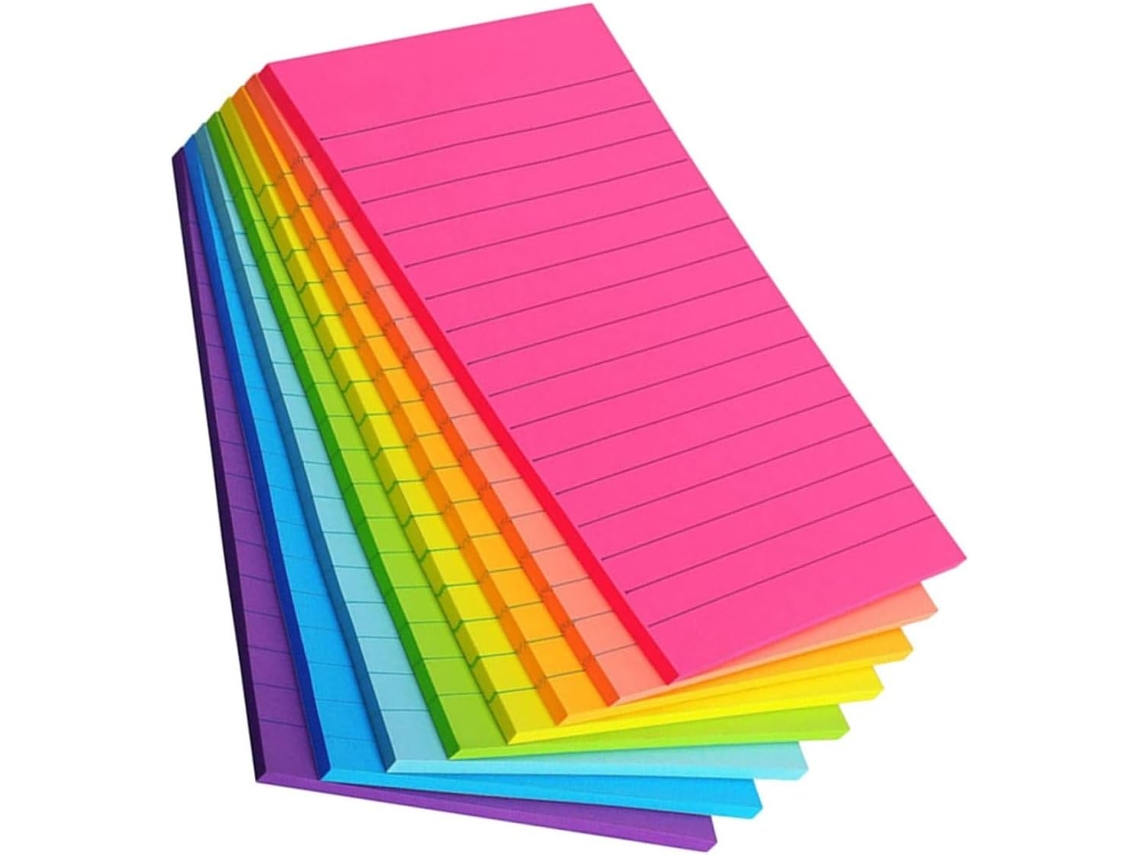 8 Peças Bloc-notes Autocolantes Coloridos Épais Ligné Mémo Adhésif Destacável Para Bureau École Organização