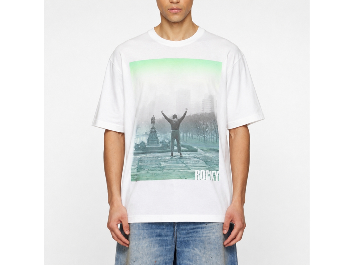 Rockinstone Rocky Movie Fade White Adult T-shirt Size:s