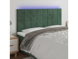 Cabecero de terciopelo con LED 200x5x118/128 cm Verde oscuro