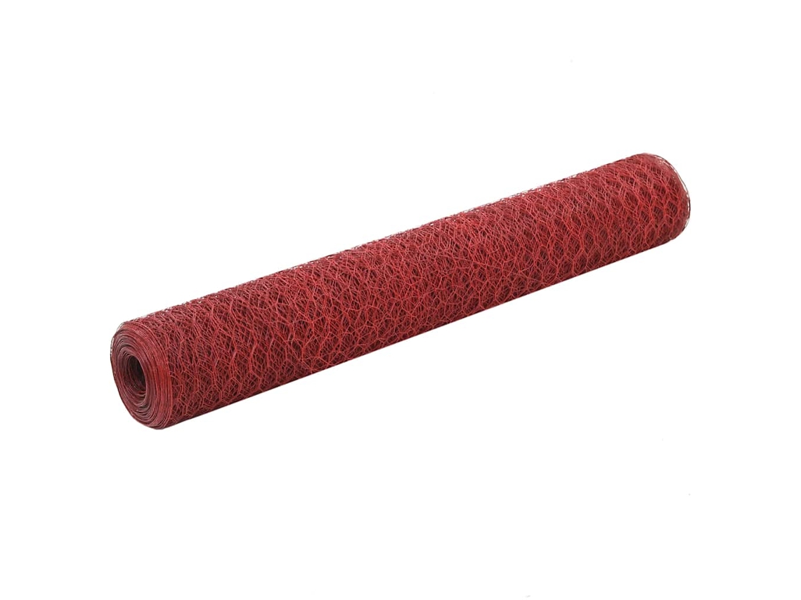 Vidaxl Cerca Arame Galinheiro 25x1 M Aço C/ Revestimento Pvc Vermelho