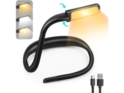 Luminária De Leitura Pescoço, Lâmpada De Leitura Cama Led Recarregável Com 3 Cores E Braços Dobráveis​​, Luminária Pequena Com Capa Protetora