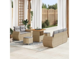Vidaxl Conjunto De Sofá De Jardim 8 Pcs Bege E Cinza Claro Vime Pe