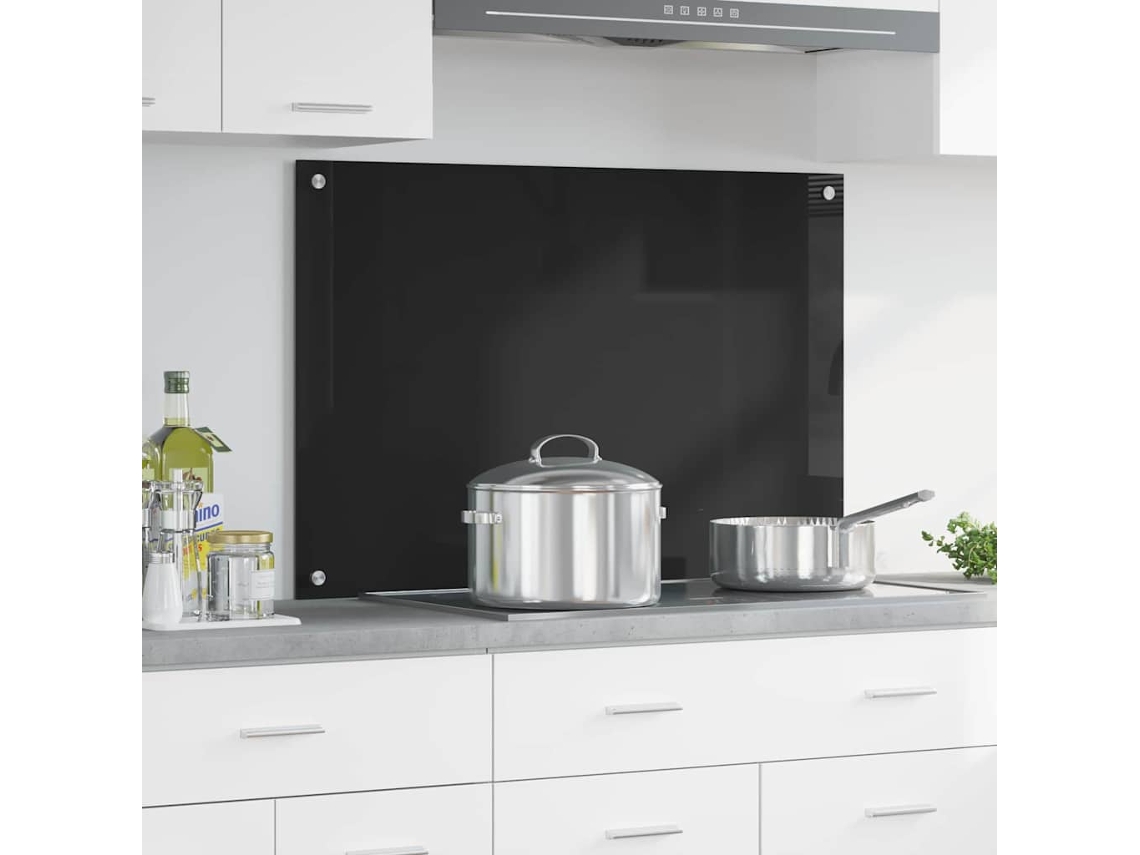 Vidaxl Painel De Cozinha Preto 90 X 60 Cm Vidro Temperado