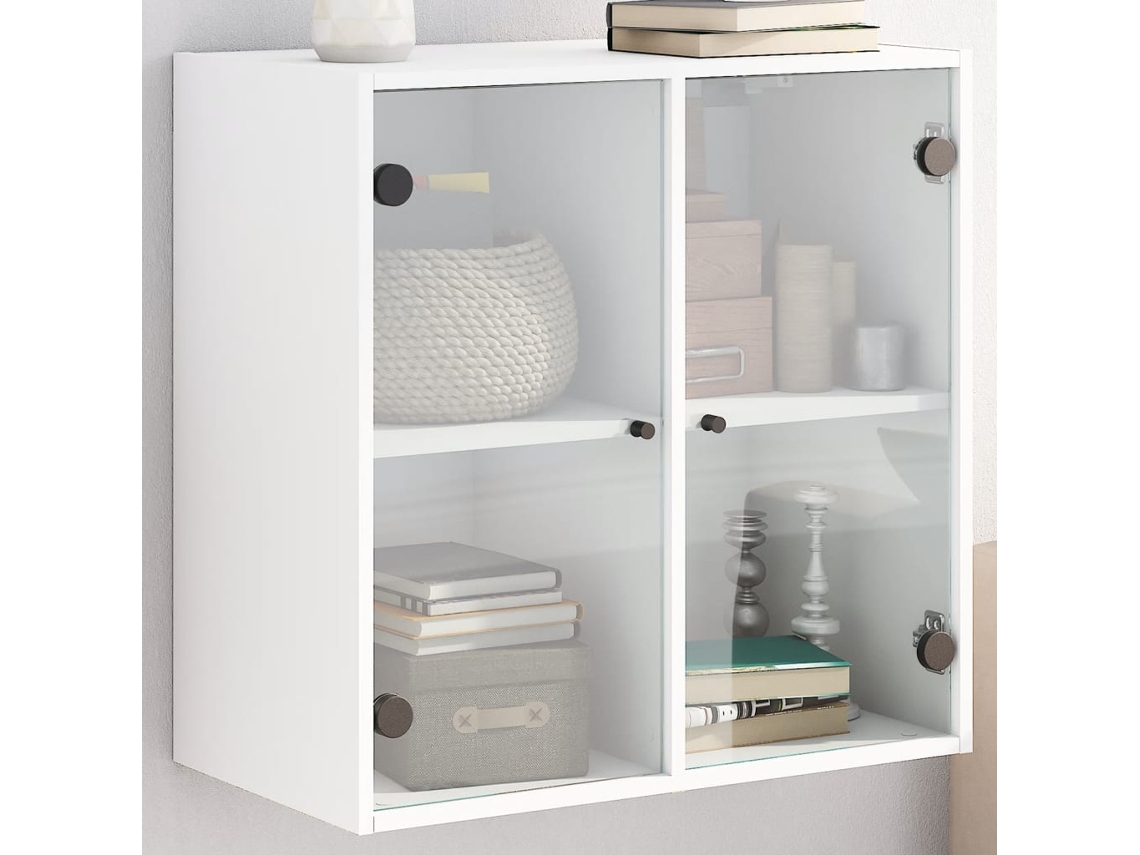 Vidaxl Armário De Parede C/ Portas De Vidro 68x37x68,5 Cm Branco