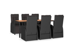 Garden Dining Set, Garden Dining Sets Vidaxl Preto Rattan / Vime (190 X 90 X 75 Cm)