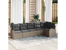 Vidaxl Conjunto De Sofá De Jardim 6 Unid. Cinzeto Vime Pe