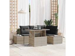 Vidaxl Conjunto De Sofá De Jardim 5 Unid. Cinzento-claro Vime Pe