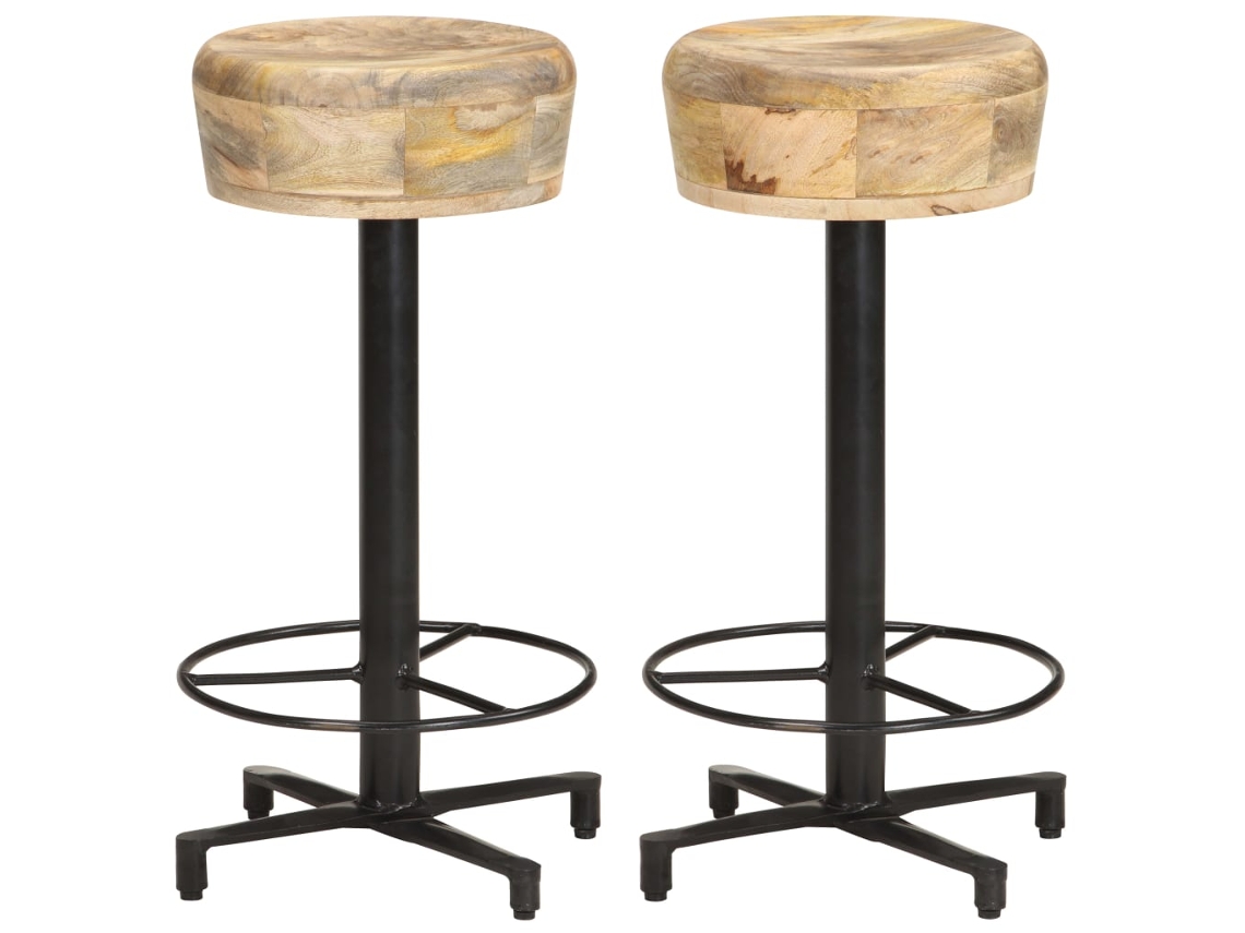 Vidaxl Bancos De Bar 2 Pcs 66 Cm Madeira De Mangueira Maciça