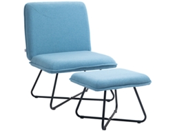 Poltrona De Leitura Com Apoio Para Os Pés, Estrutura De Aço Cruzado, Cor Azul-clara, Conforto E Estilo Para Sua Casa.