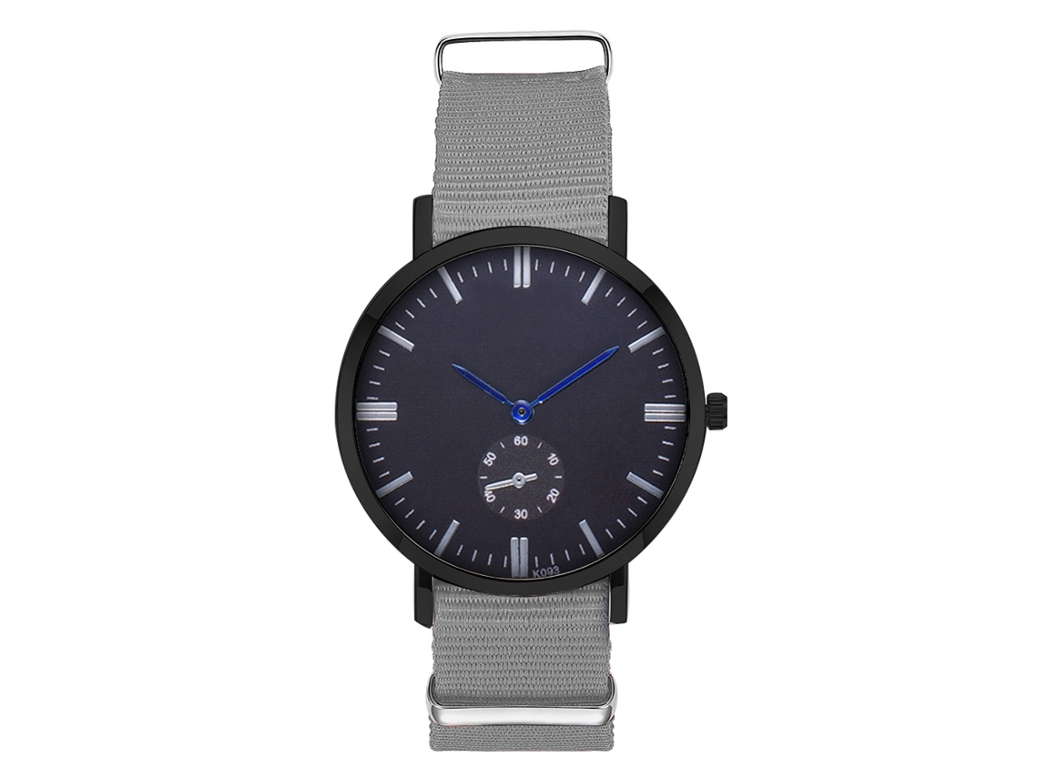 Relógio de Pulso Masculino de Quartzo com Pulseira de Nylon Casual Elegante Cinza