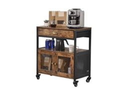 Mesa De Bar Móvel Para Café Com 4 Níveis, Rodas E Porta De Malha Vevor