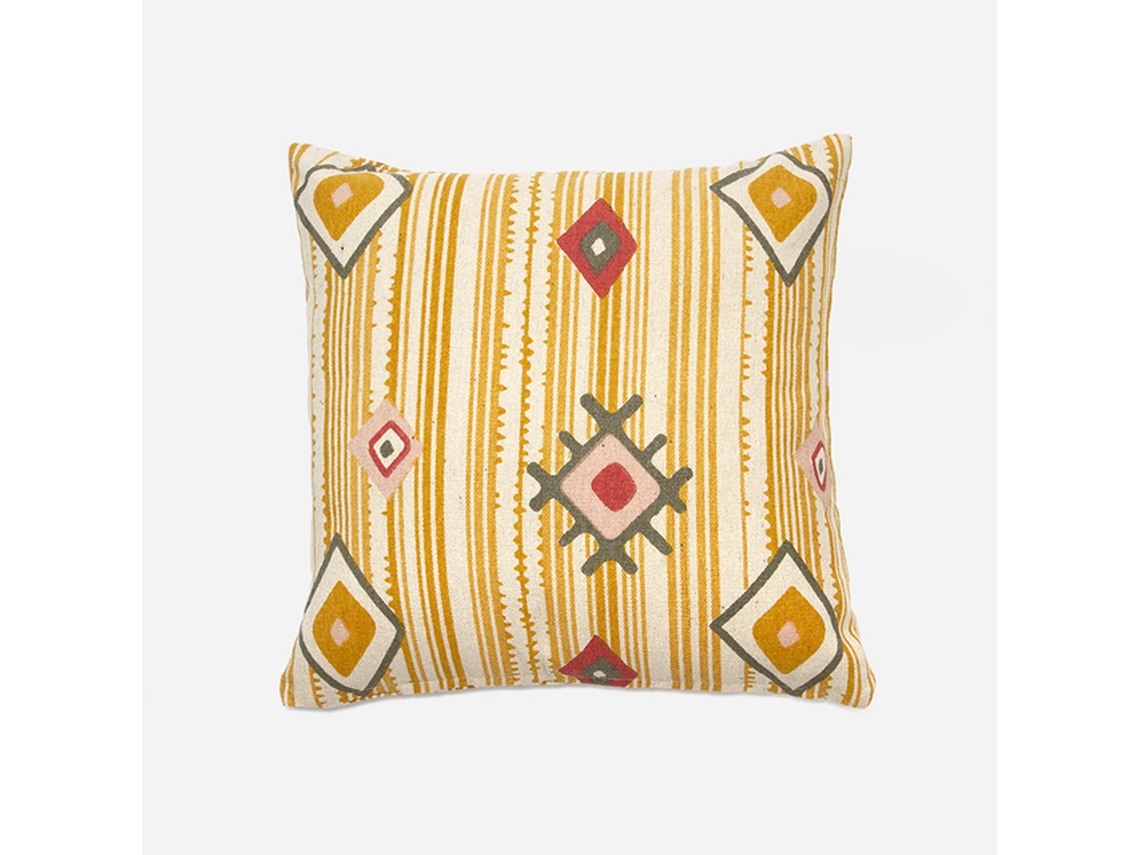M/Rush Capa de Almofada de Algodão Impressa 45X45 Mostarda MEVAK LIVING