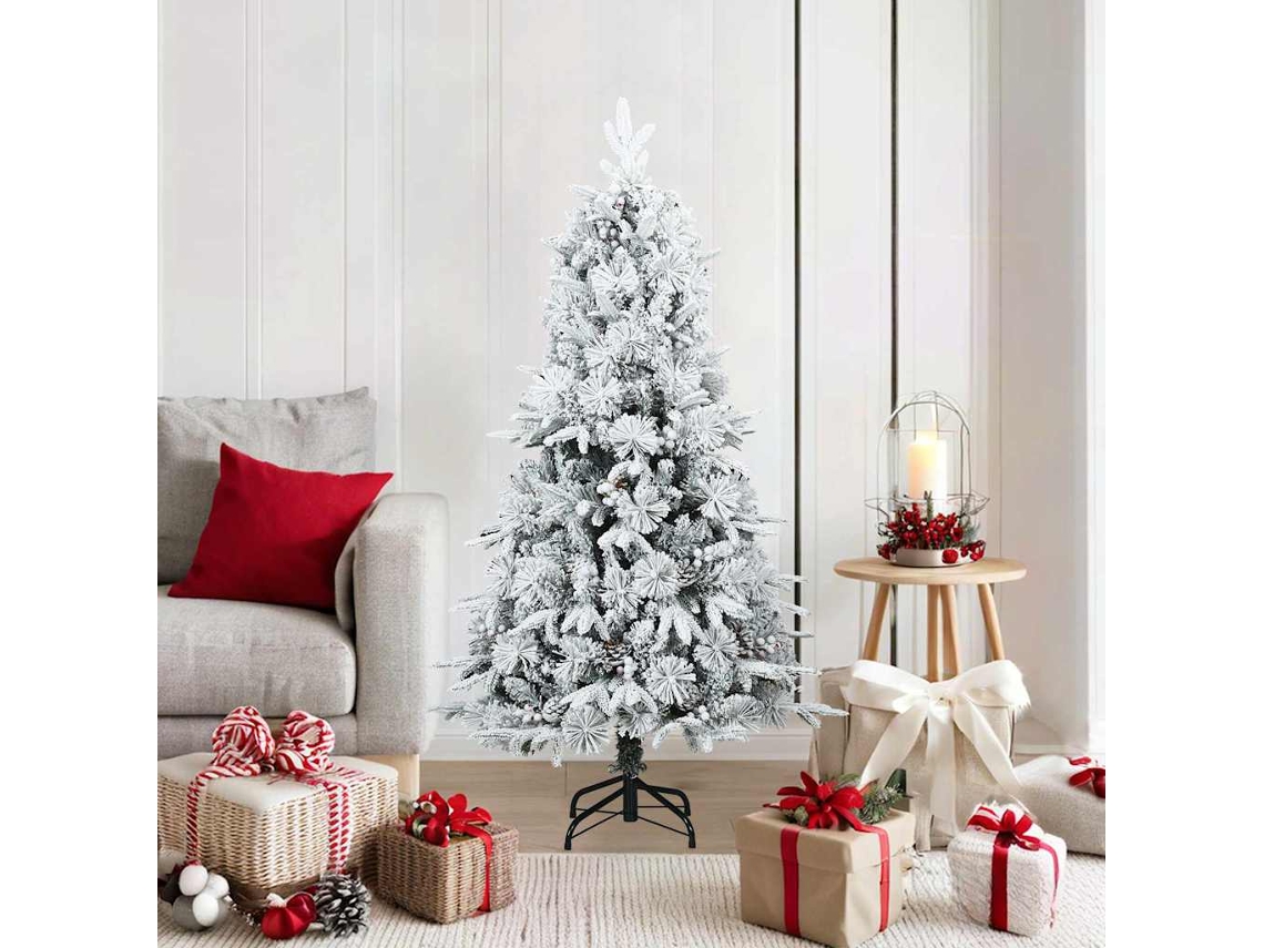 Vidaxl Árvore De Natal Artificial Articulada Nevado Flocked Branco