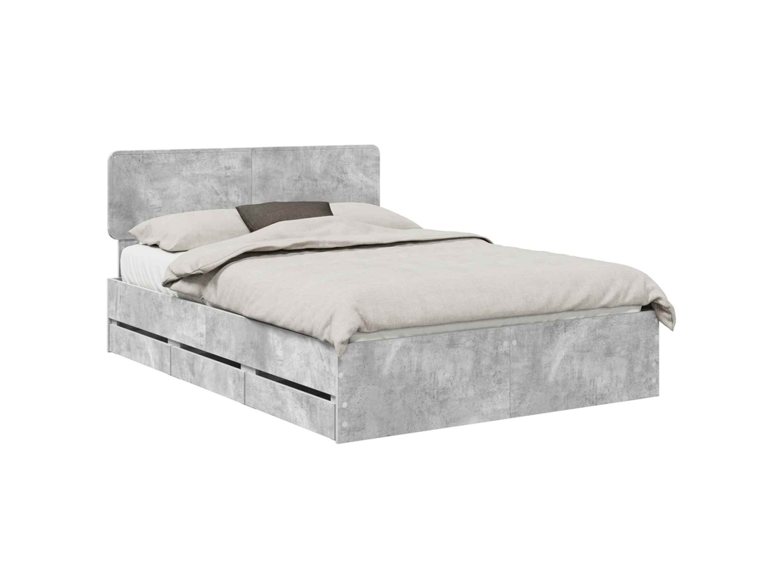 Maison Exclusive - Estrutura Da Cama Com Cabeceira Cinzento Concreto 150 X 200 Cm
