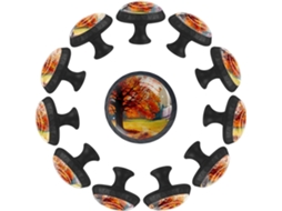 Puxadores E Botões Redondos Para Gavetas Armários, Conjunto De 12 Peças, Pintura A Óleo De Árvore Outono, Puxadores Para